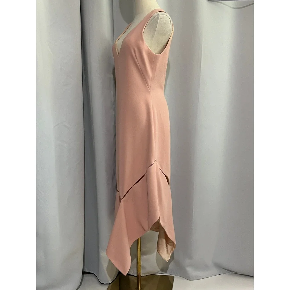 Prabal Gurung Tea Rose Side Slash Midi Dress Womans 8 Pink Silk Designer